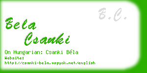 bela csanki business card